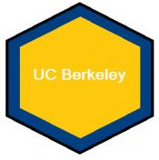 A hexagon filled with UC Berkeley colors surrounds the campus name.