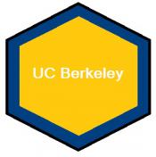 A hexagon filled with UC Berkeley colors surrounds the campus name.