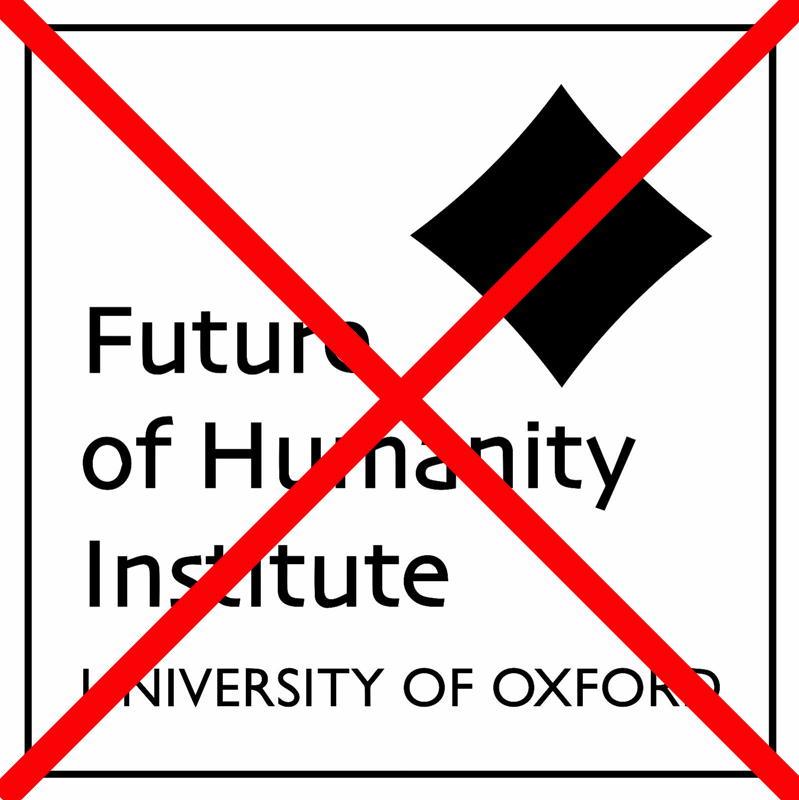 the logo of the Future of Humanity Institute with a red "X" superimposed