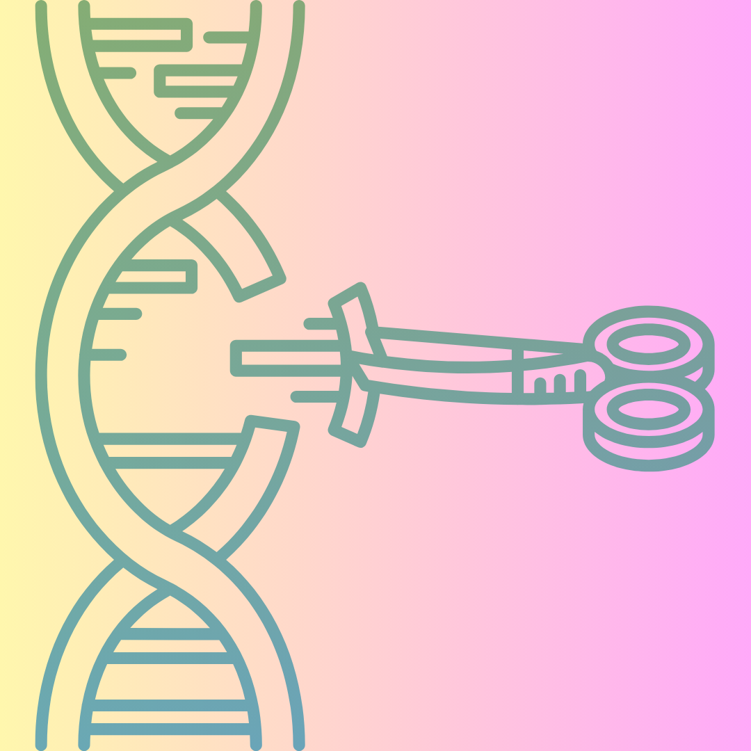 crispr graphic on pink and yellow background