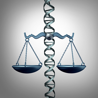 DNA with scales of justice
