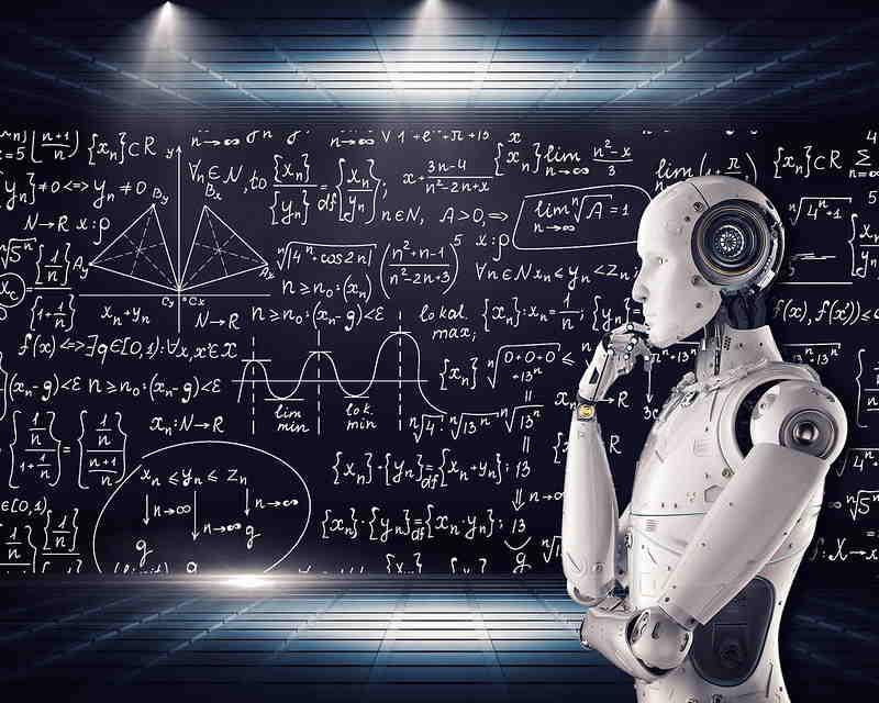 a robot solving math problems