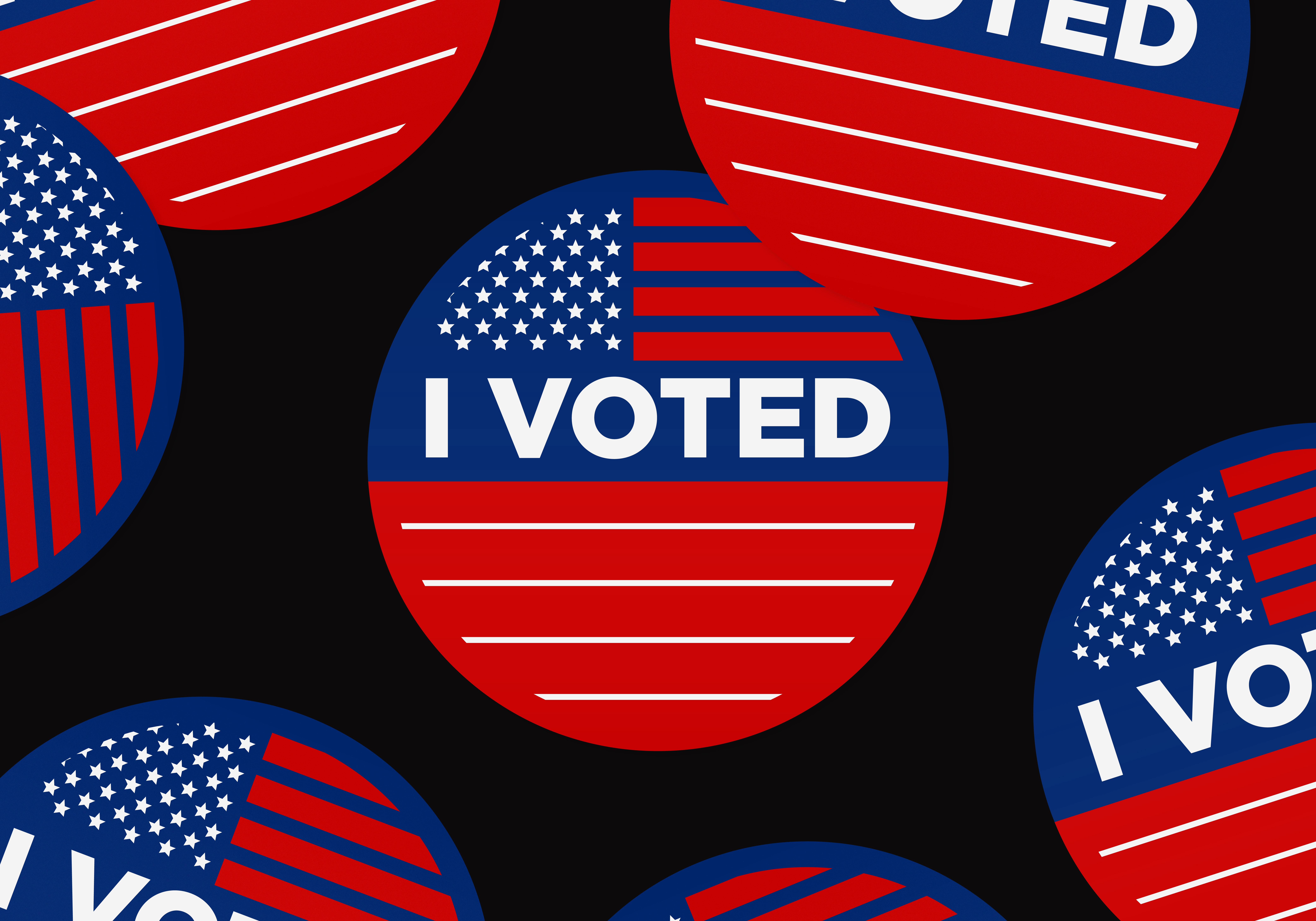 I voted stickers on a black background