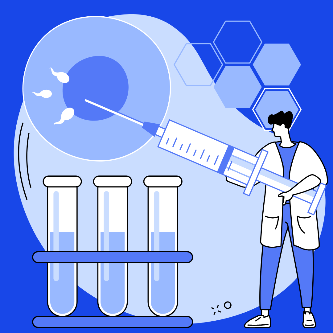 a graphic featuring test tubes and gametes