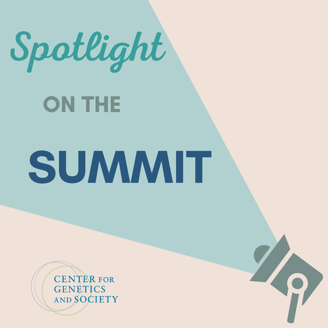 a spotlight graphic with the text "spotlight on the summit"