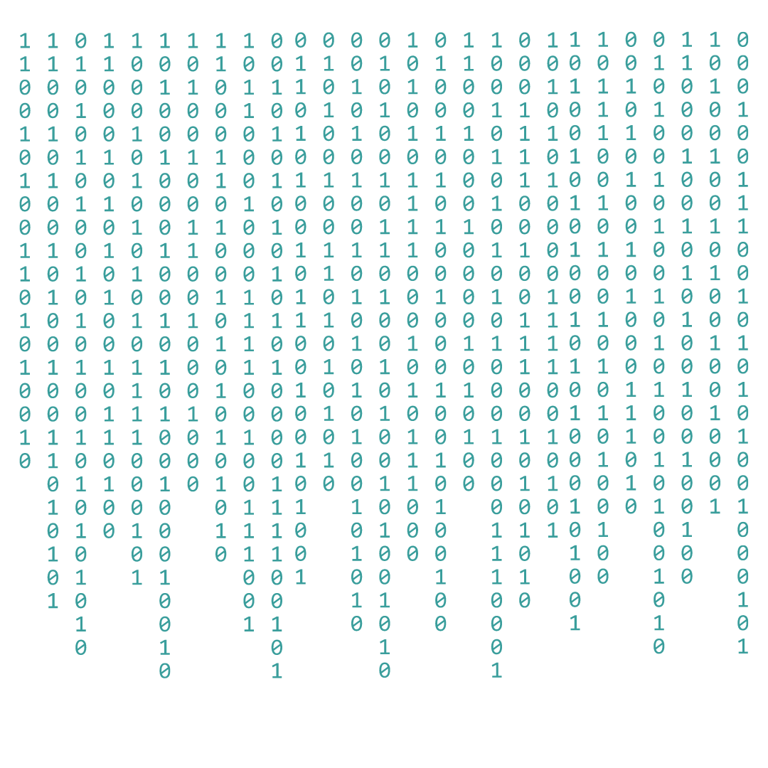 binary code in blue on a white background