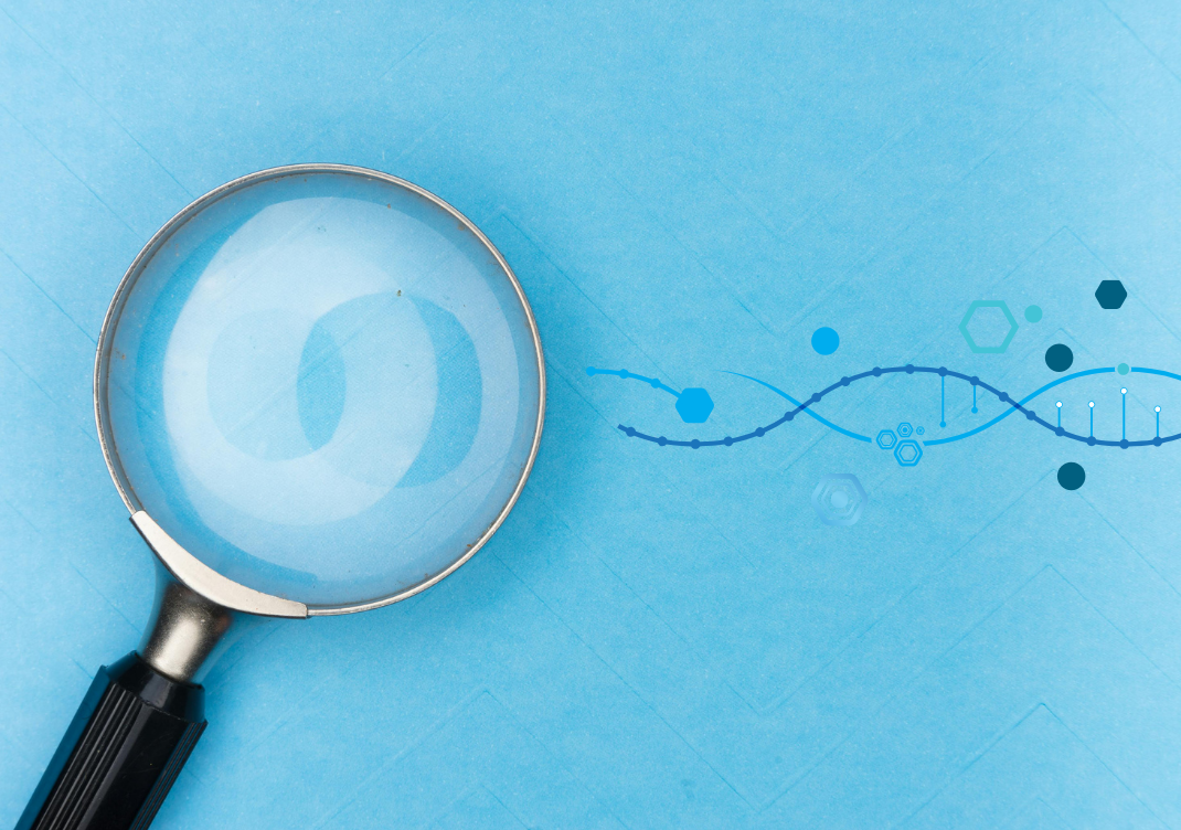 magnifying glass on blue background