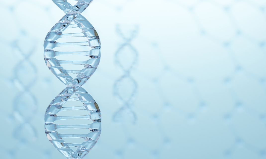 DNA strand on blue background