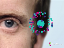 23andMe advertisement featuring a male's upper facial features, of a left eye. He partially shown, against a plain white background.