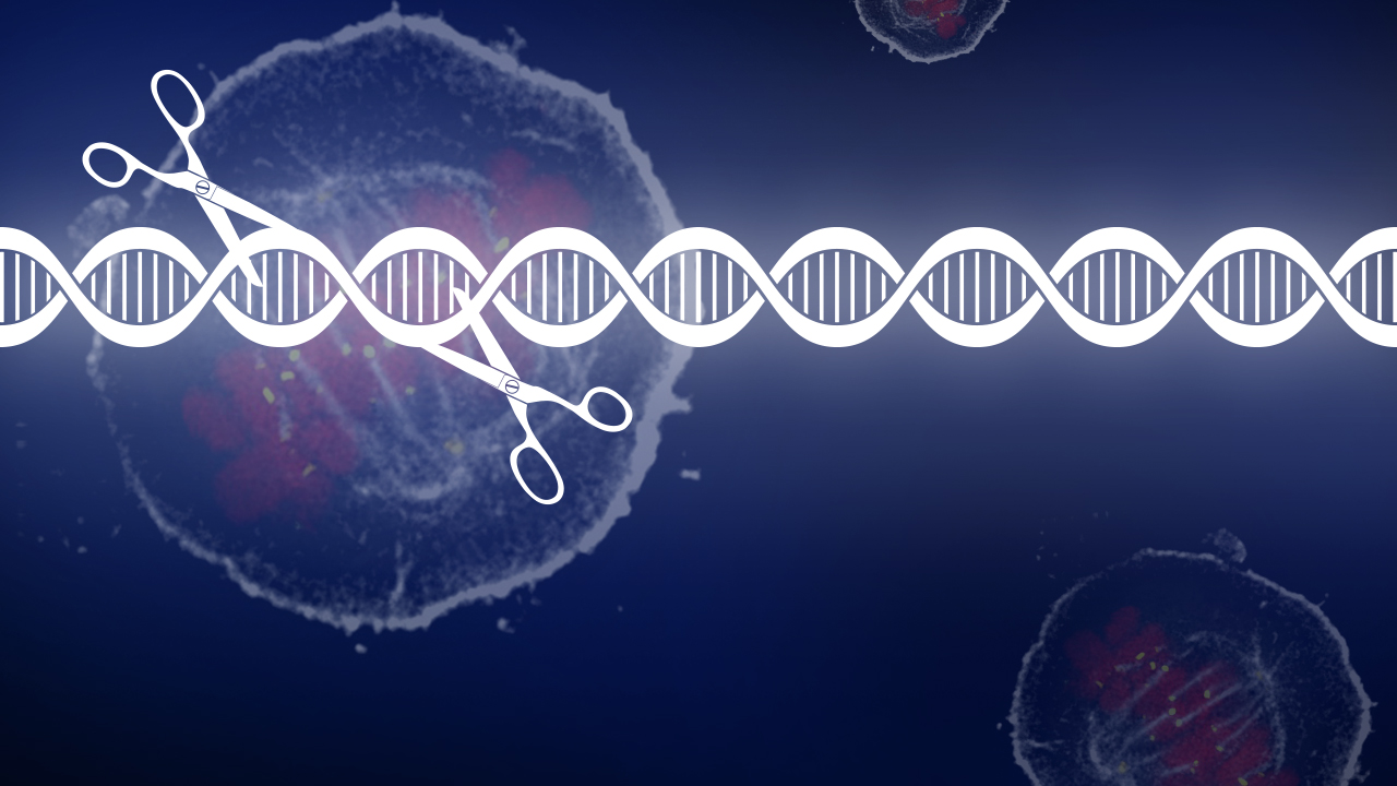 Image of scissors cutting DNA