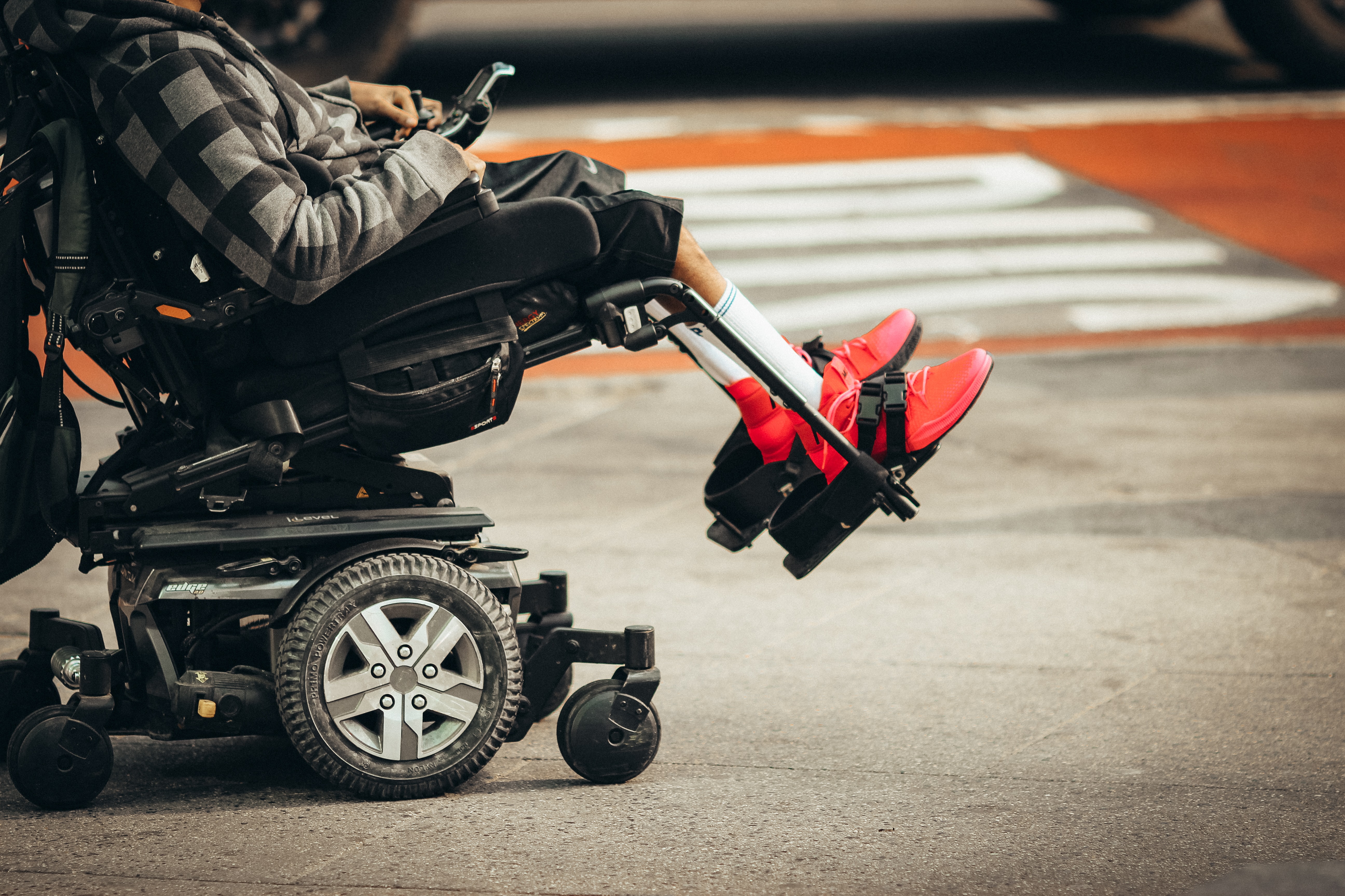 A person in an electric wheelchair