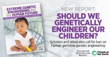 Cover of the report, featuring an African American baby sitting and turned slightly to the side. A DNA molecule appears in the background.