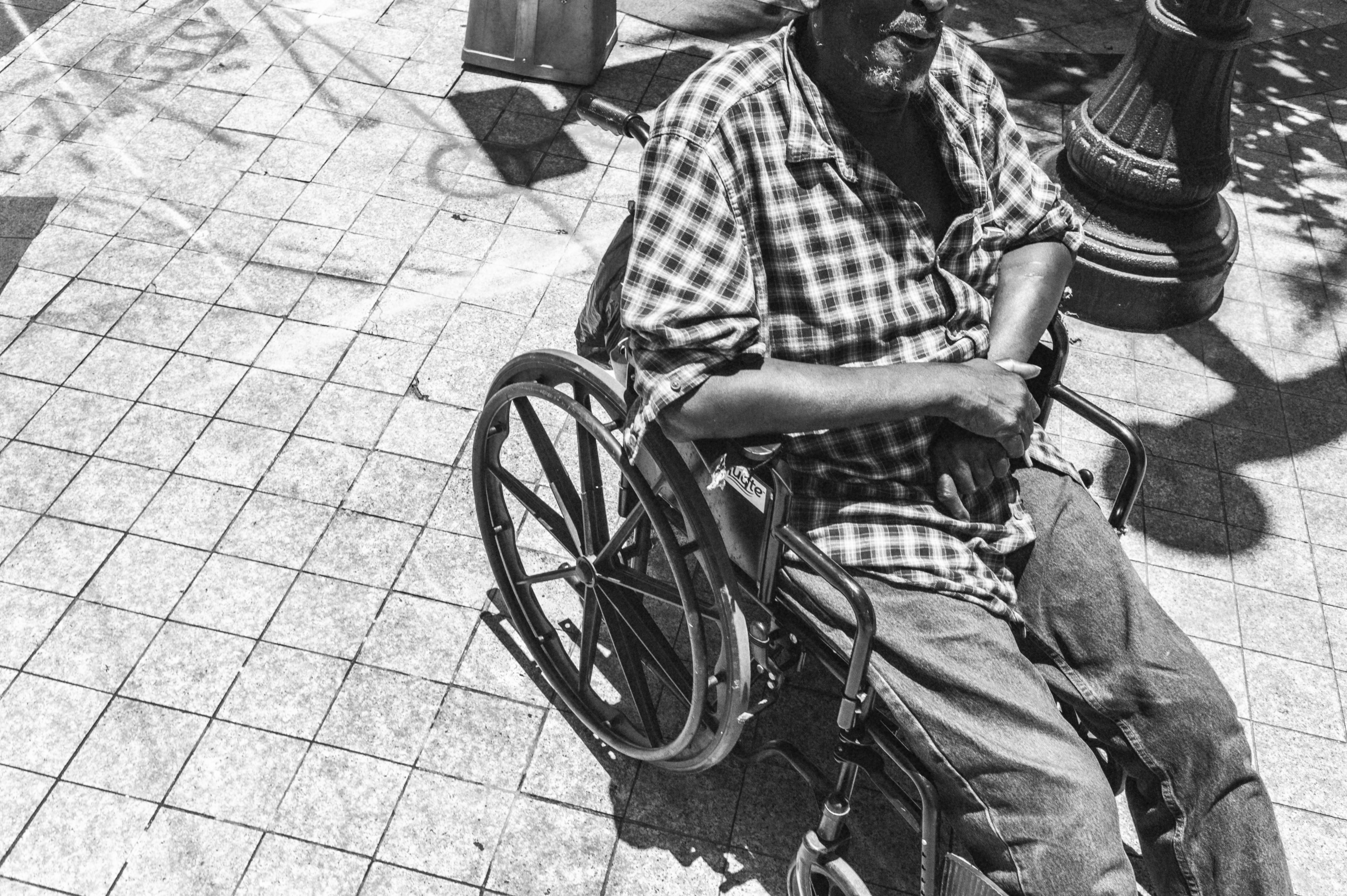 Frankie Cordoba in a wheelchair 