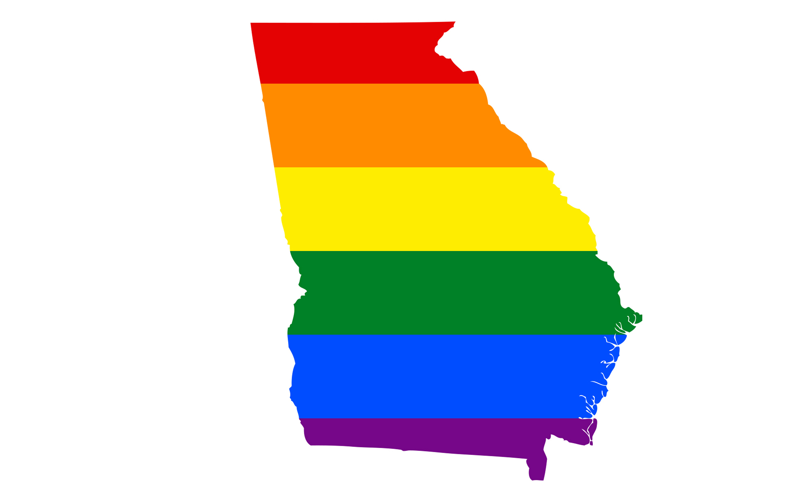 State of Georgia depicted in rainbow colors