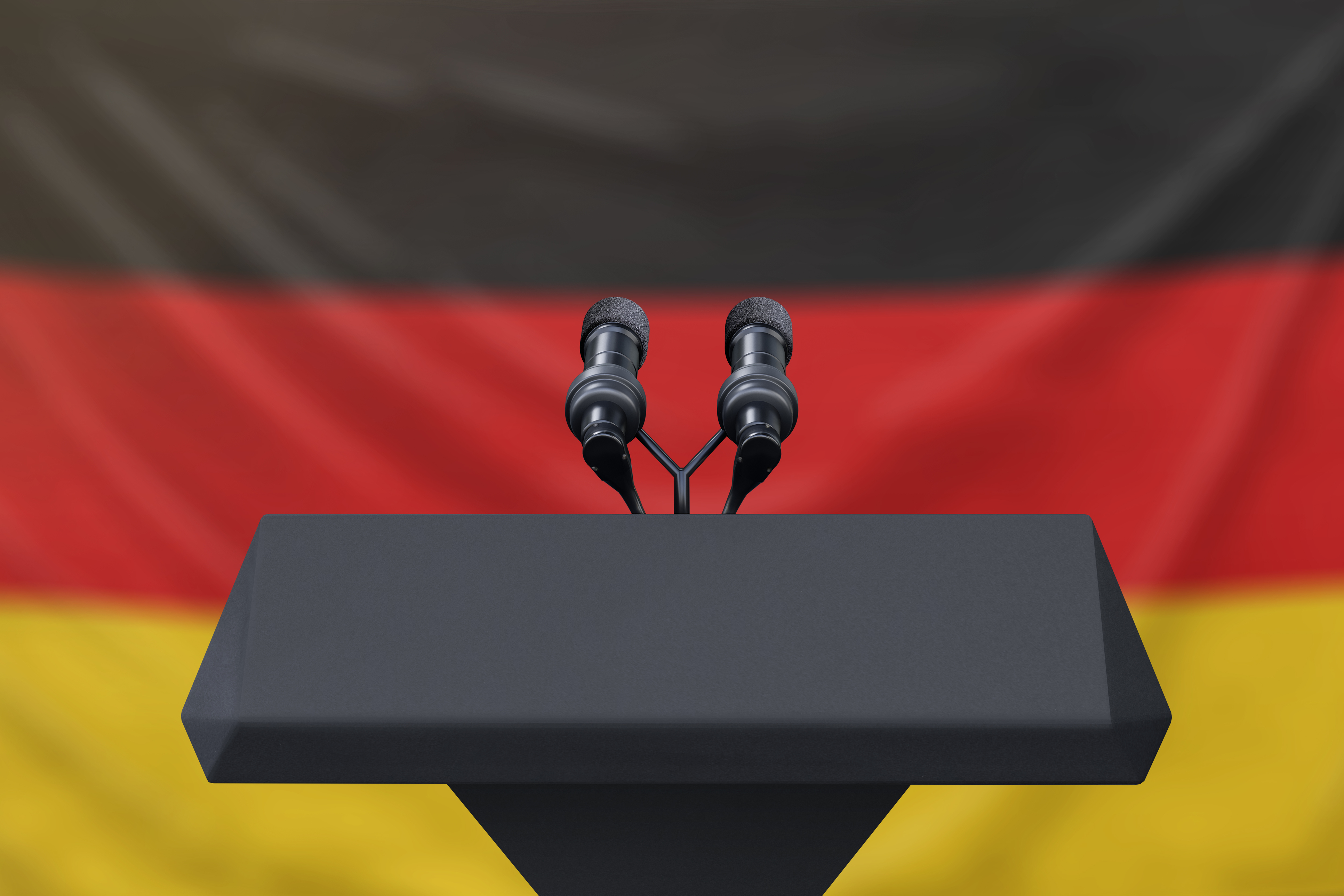 A podium and a German flag