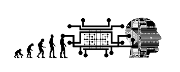 Image of evolution of humans from apes to the future trans human