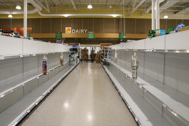 A supermarket with empty shelves