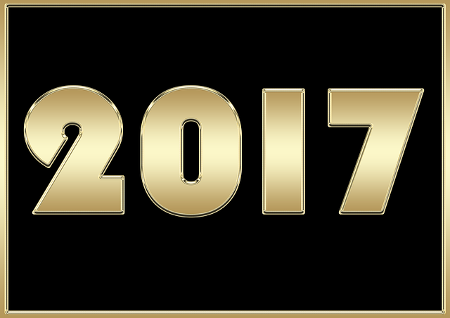 Graphic displaying "2017" in gold font against a solid black background