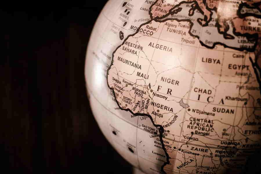 Africa on a globe