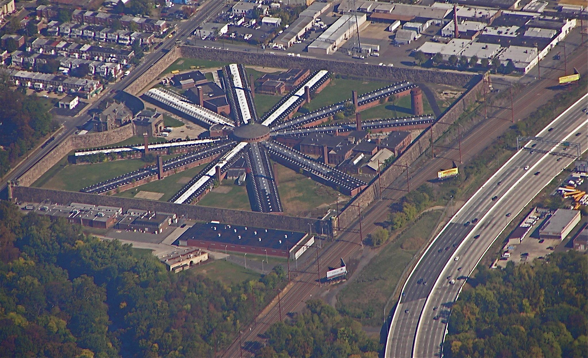 an arial photo of Holmesburg prison