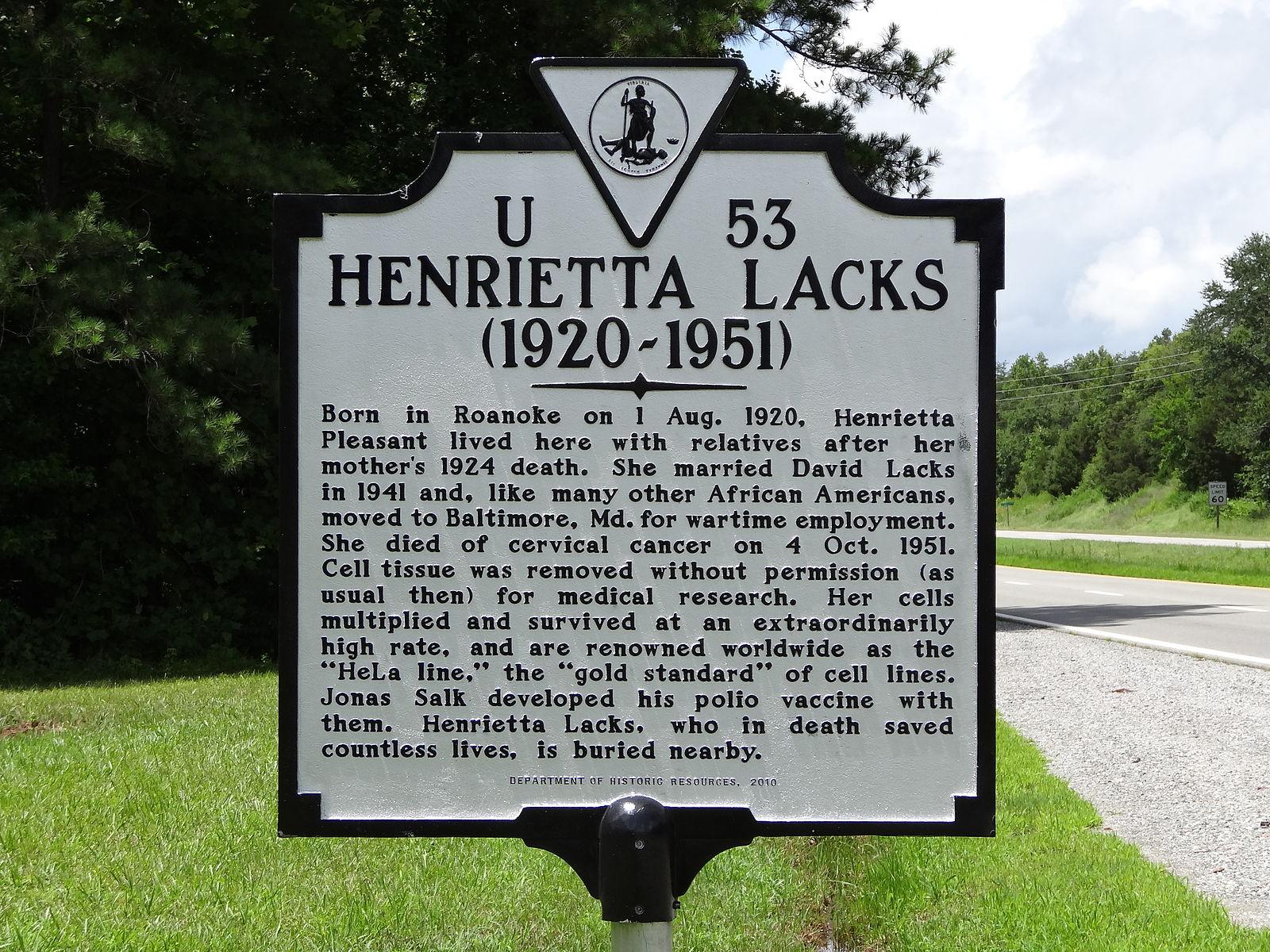 Henrietta lacks historical marker
