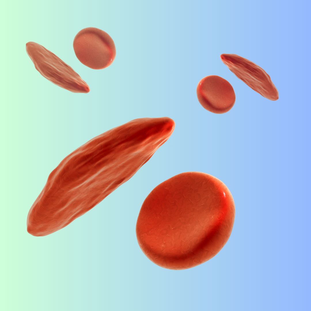 sickle cells on gradient blue-green background