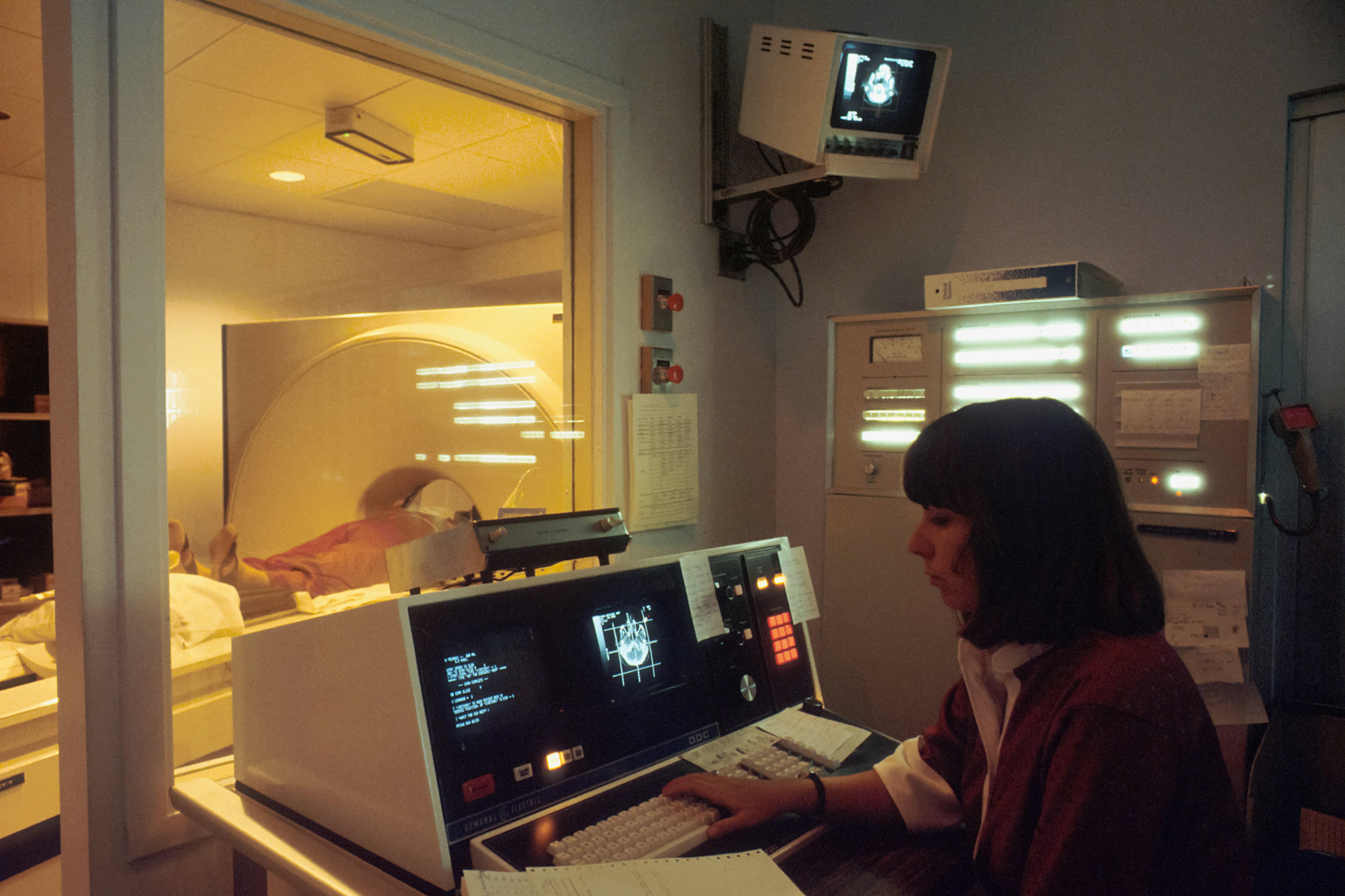 a photo of a person getting an MRI scan