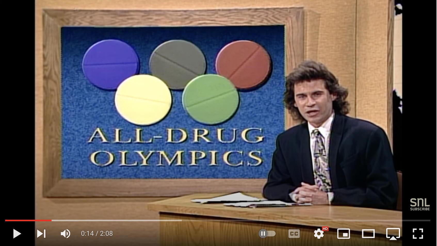 Screenshot of Saturday Night Live’s All-Drug Olympics