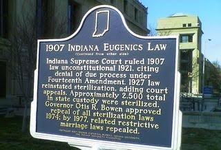 a sign explaining the Indiana Eugenics law