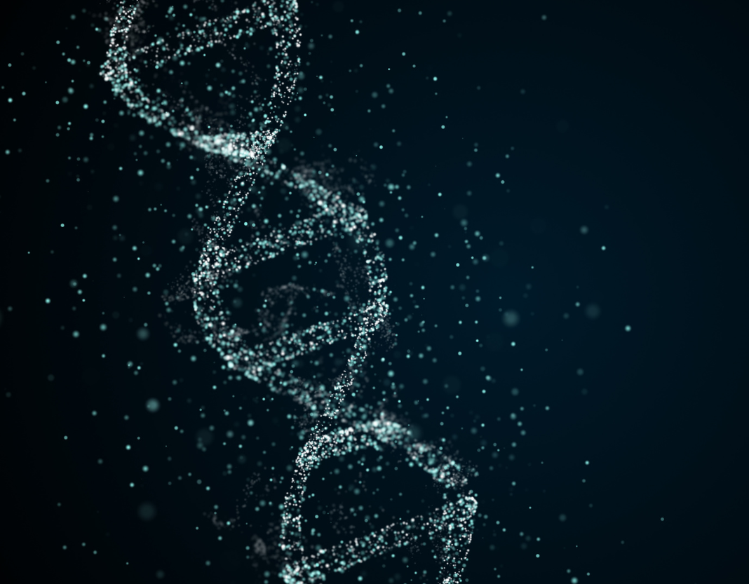 image of DNA on a dark background