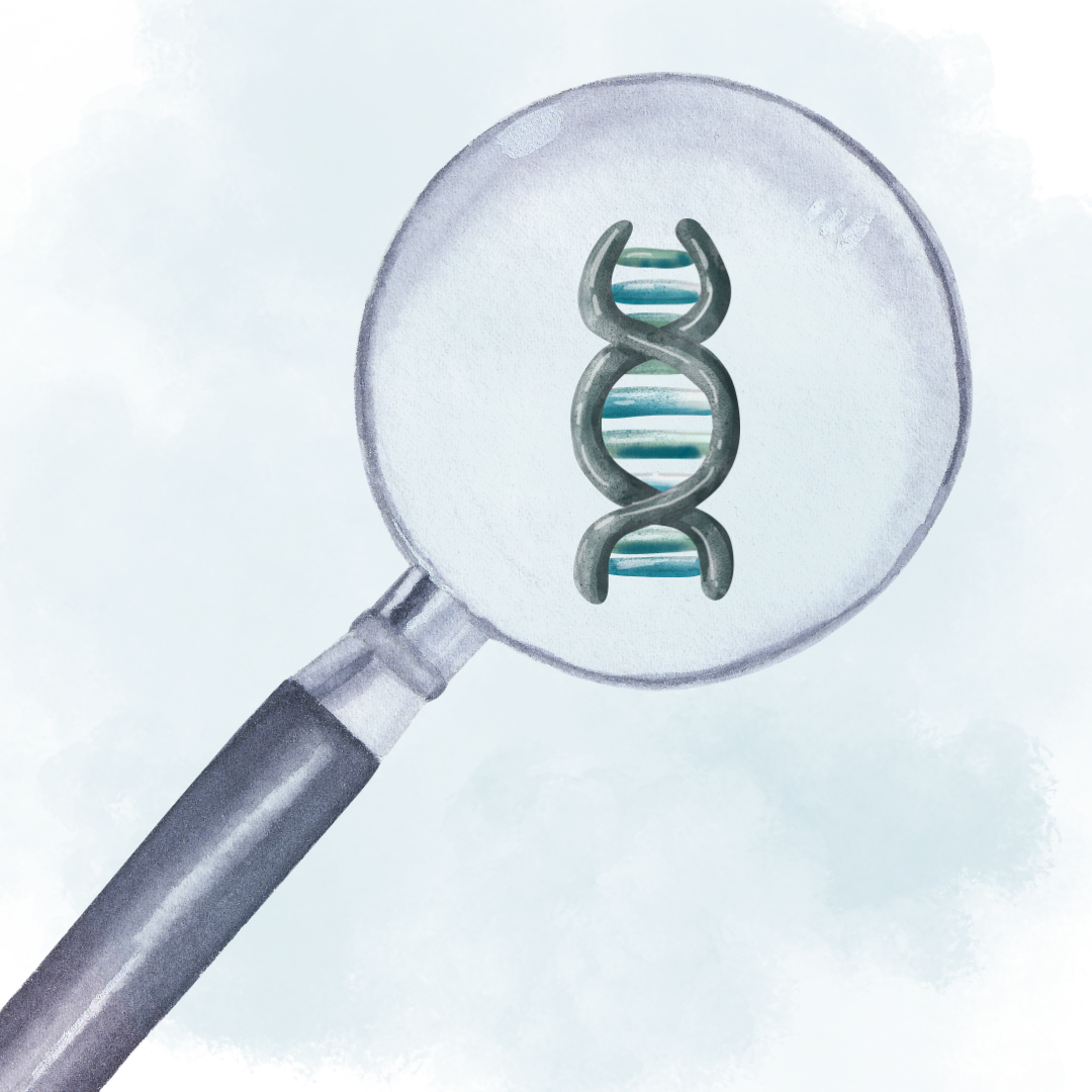 DNA in magnifying glass