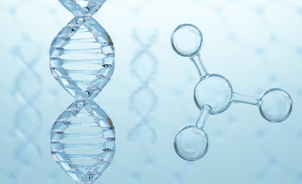 DNA graphic on blue background