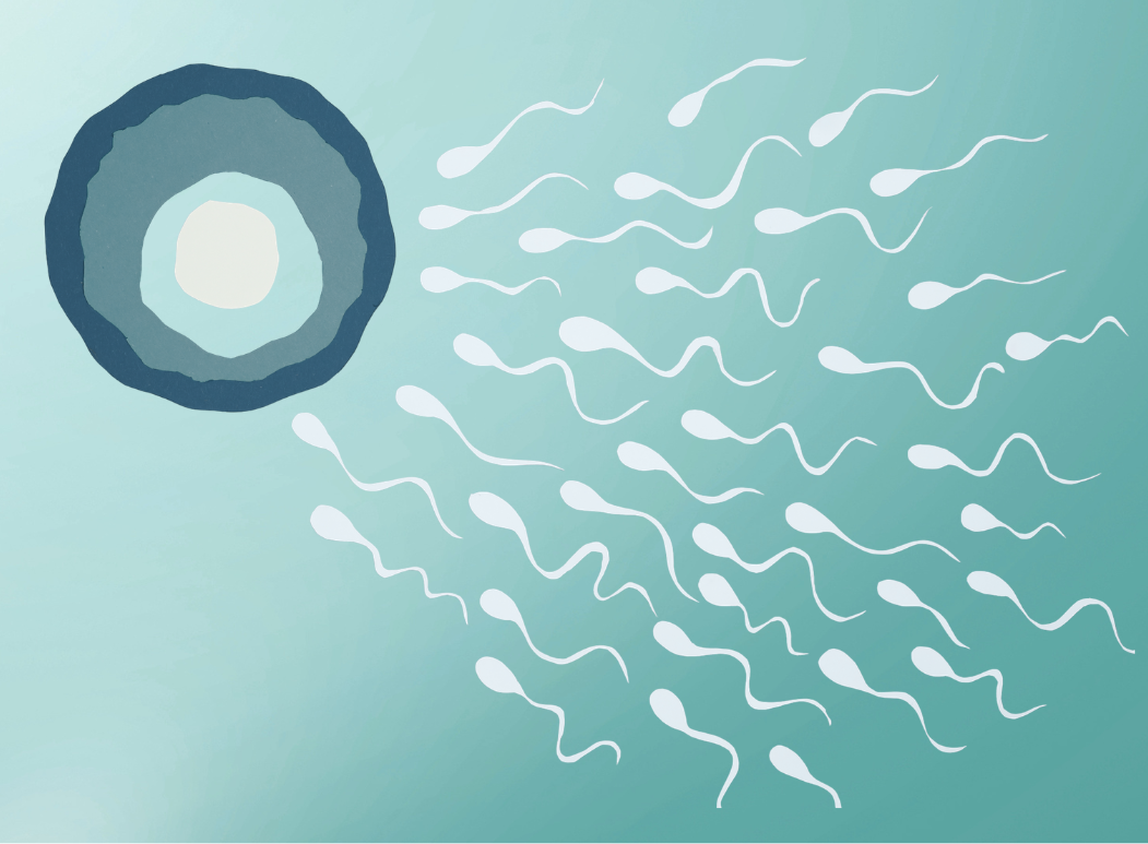 sperm on blue background 