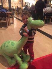 My son hugs a stuffed dino. (Kachine Blackwell, used with permission.) My son hugs a stuffed dino. (Kachine Blackwell, used with permission.)