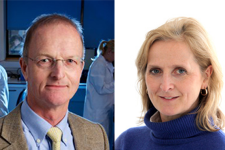 Side by side portrait photos of Douglass Turnbull and Mary Herbert, Wellcome Trust Centre for Mitochondrial Research,Newcastle University.