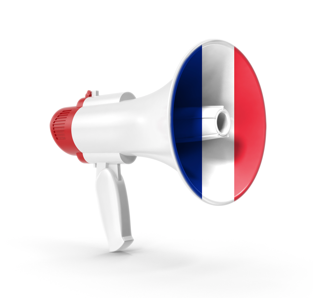 Megaphone in the colors of the French flag