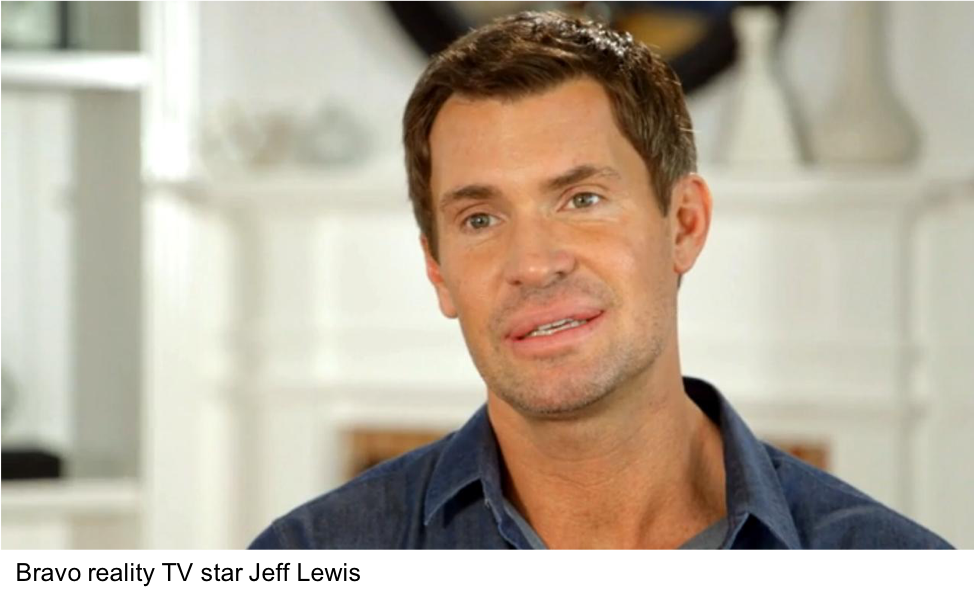 Close-up image of Bravo reality TV star Jeff Lewis while being interviewed.