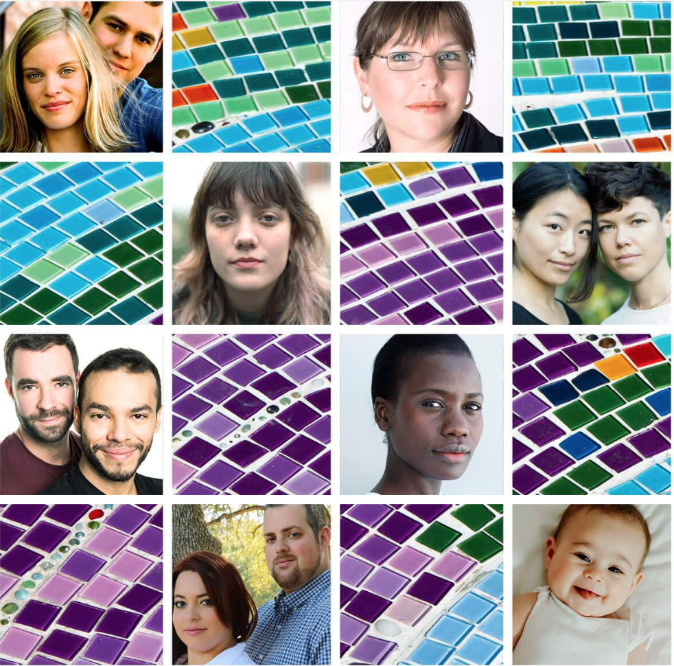 mosaic tiles with diverse faces