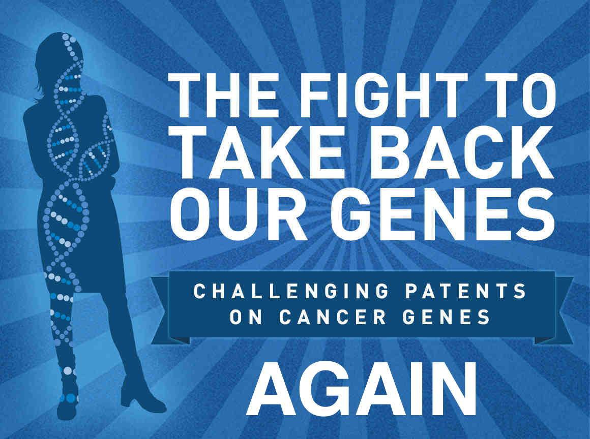 graphic featuring the words "The Fight to Take Back Our Genes Again"