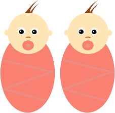 cartoon drawing of twin babies