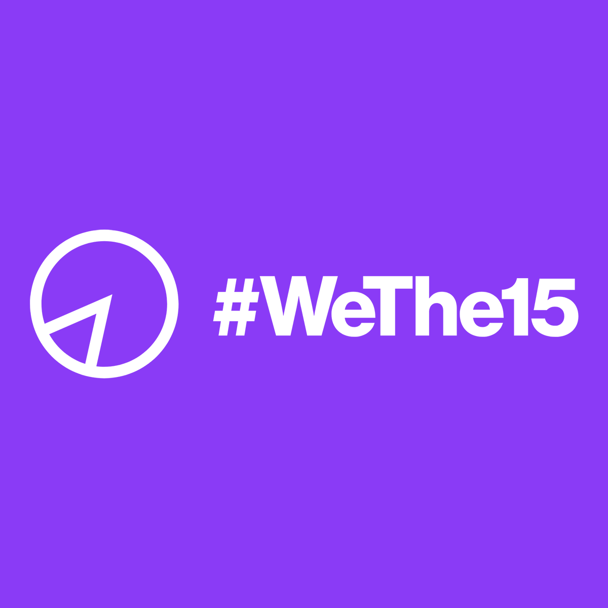 WeThe15 logo on purple background