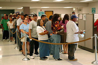 Unemployed workers in line